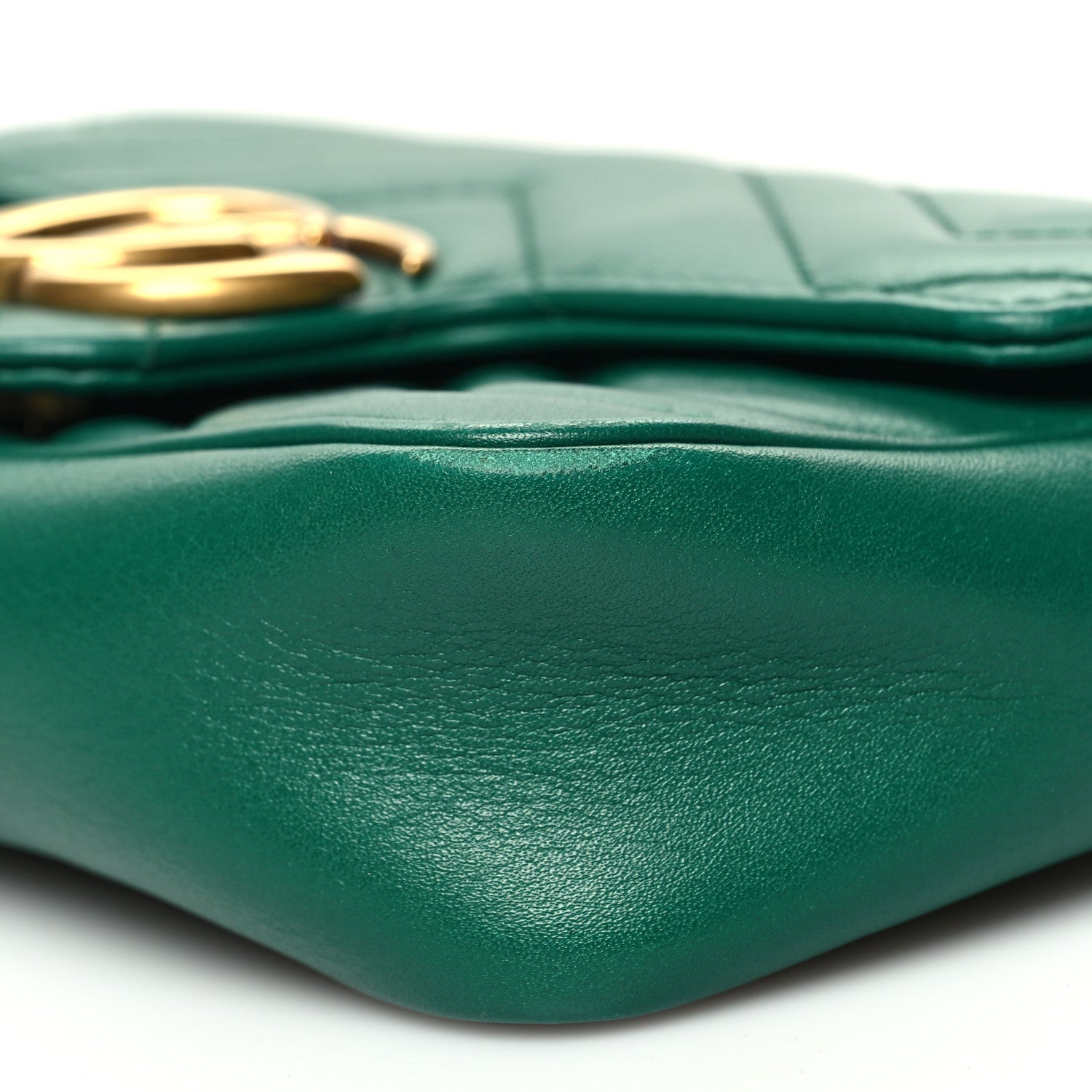 Gucci Calfskin Matelasse Super Mini GG Marmont Shoulder Bag Emerald Green 10 of 12