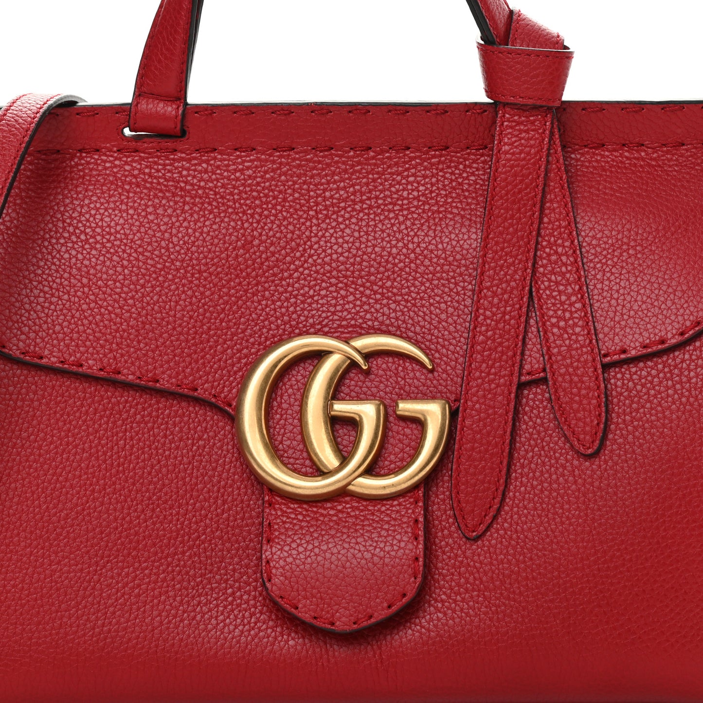 Calfskin Small GG Marmont Top Handle Bag Vulcanic Red