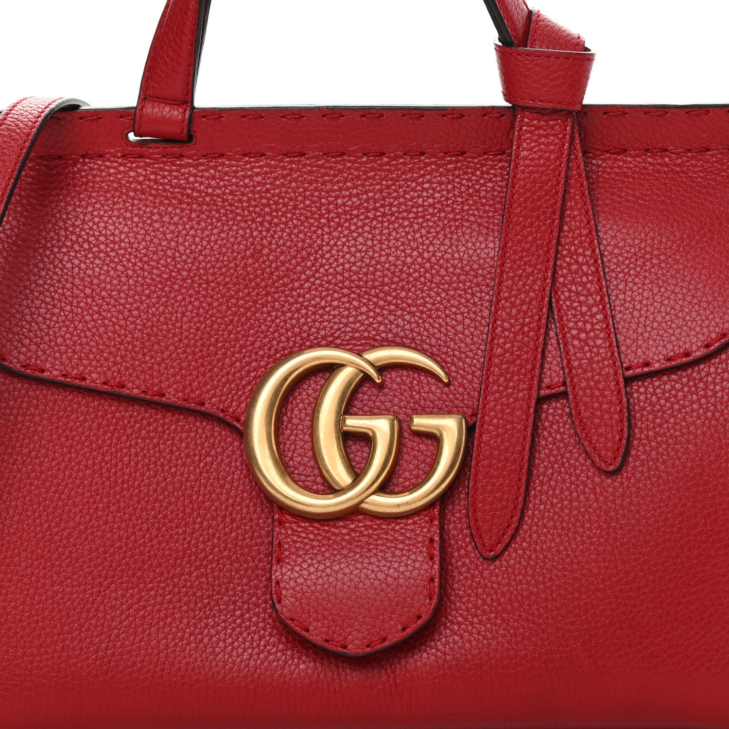 Gucci Calfskin Small GG Marmont Top Handle Bag Vulcanic Red 8 of 13