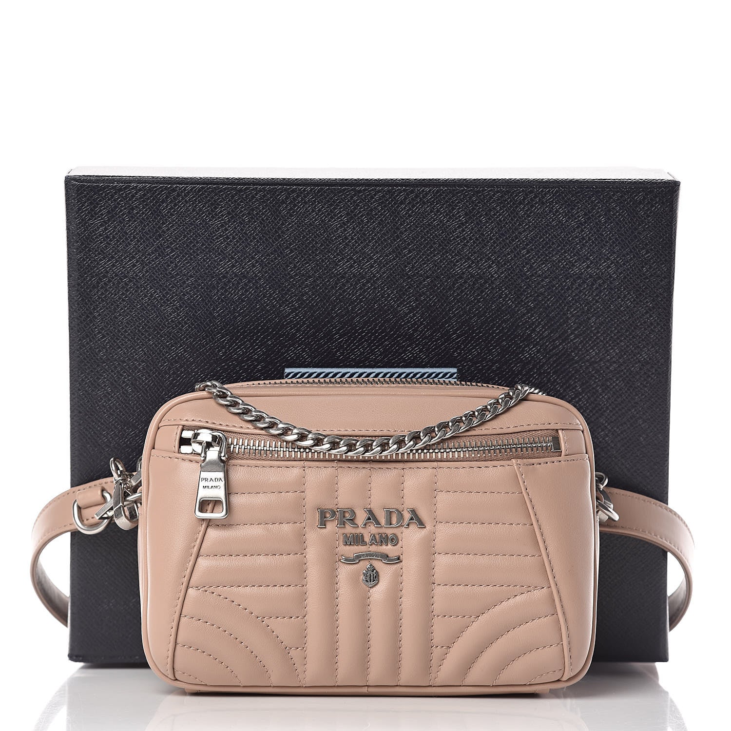Prada Soft Calfskin Impunture Diagramme Belt Bag Cipria 11 of 11