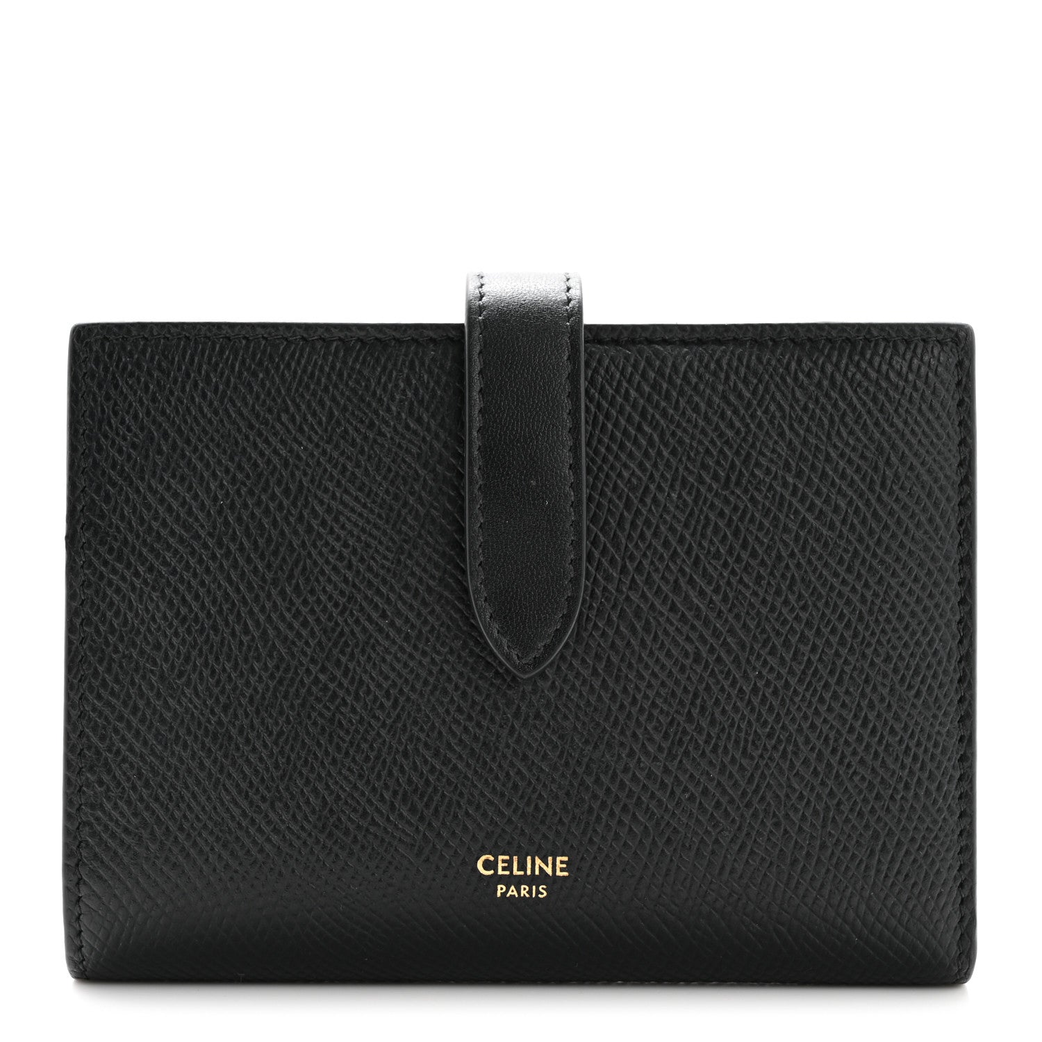 Celine Grained Calfskin Medium Multifunction Strap Wallet Black 1 of 9