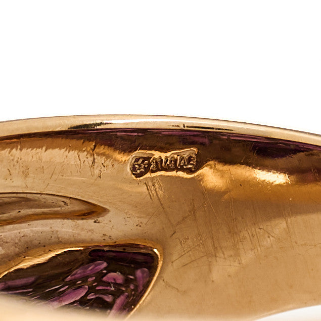 18K Rose Gold Sterling Silver Amethyst Tabou Ring 54 7