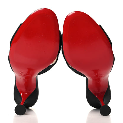 Christian Louboutin Crepe Satin Nicol Is Back 85 Slide Sandals 37 Black 5 of 8