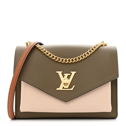 Louis Vuitton Soft Calfskin Mylockme Chain Bag BB Smokey Brown Green 1 of 9