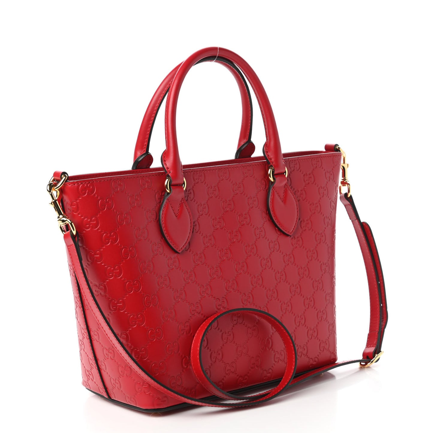 Guccissima Small Zippered Bucket Tote Hibiscus Red