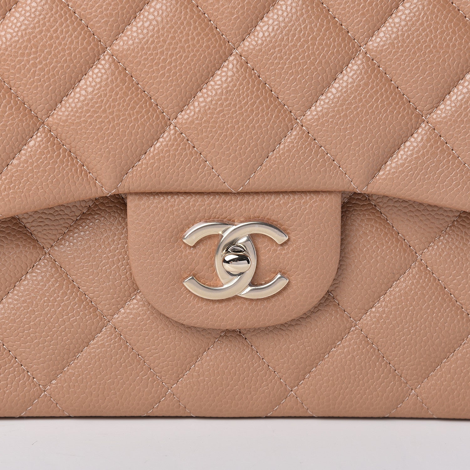 Chanel Caviar Quilted Jumbo Double Flap Beige 8 of 10