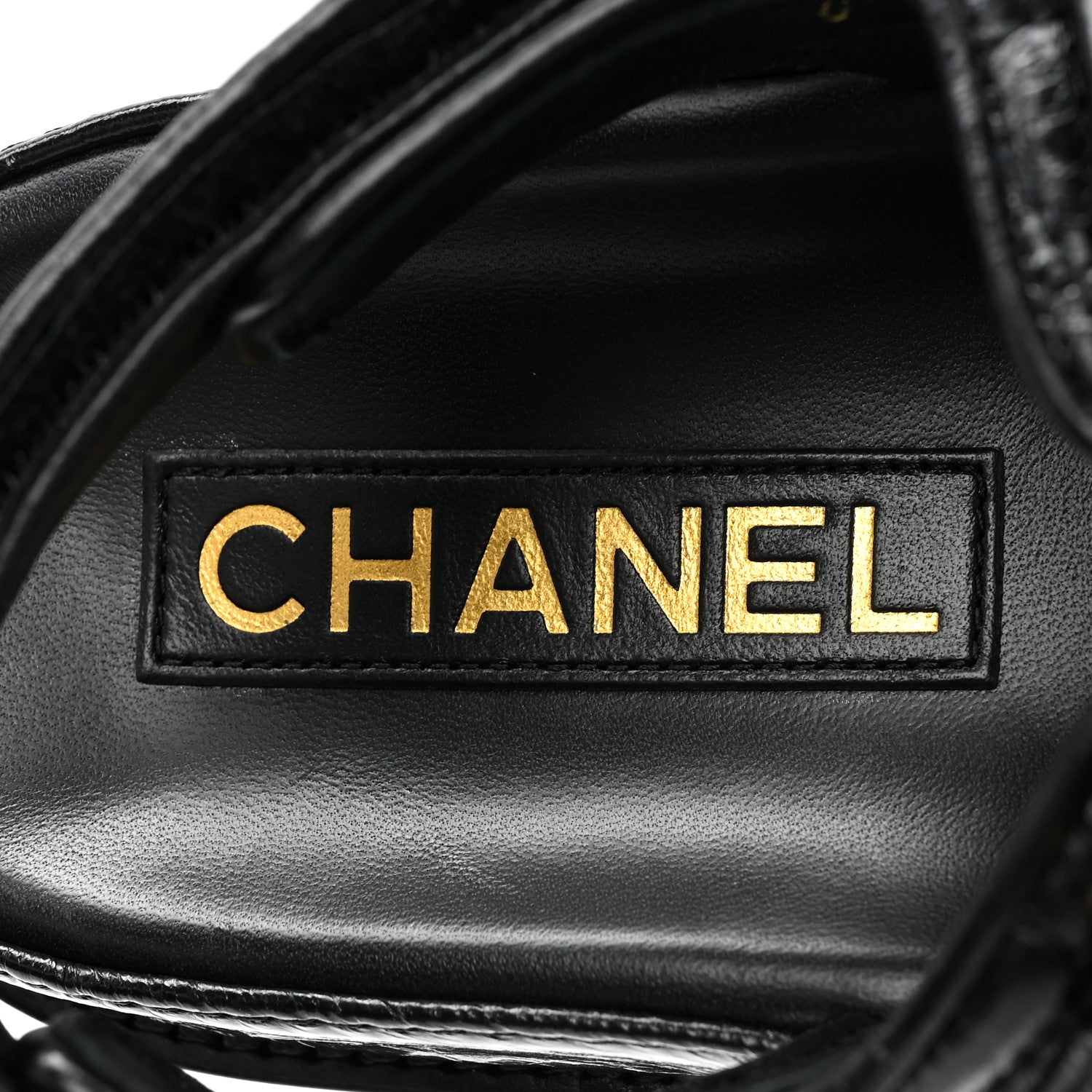 Chanel Crumpled Shiny Lambskin Velcro Dad Sandals 36 Black 7 of 9