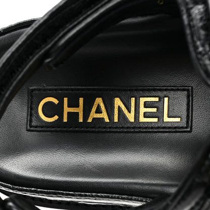 Chanel Crumpled Shiny Lambskin Velcro Dad Sandals 36 Black 7 of 9