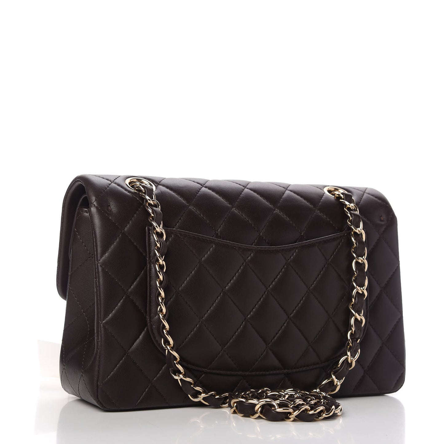 Lambskin Quilted Small Double Flap Dark Brown
