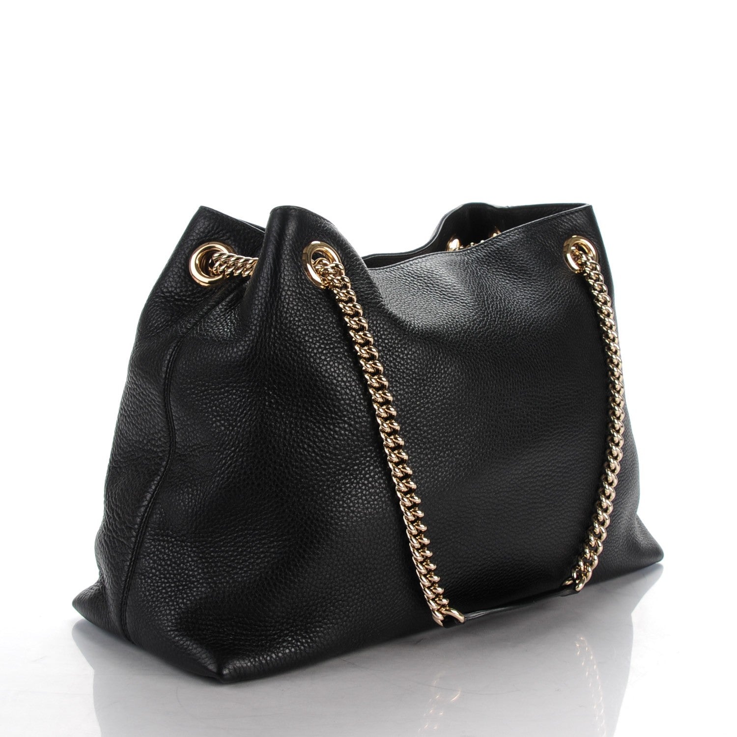 Gucci Pebbled Calfskin Medium Soho Chain Shoulder Bag Black 3 of 7