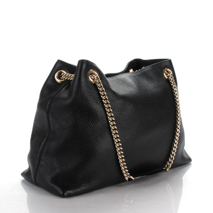 Gucci Pebbled Calfskin Medium Soho Chain Shoulder Bag Black 3 of 7