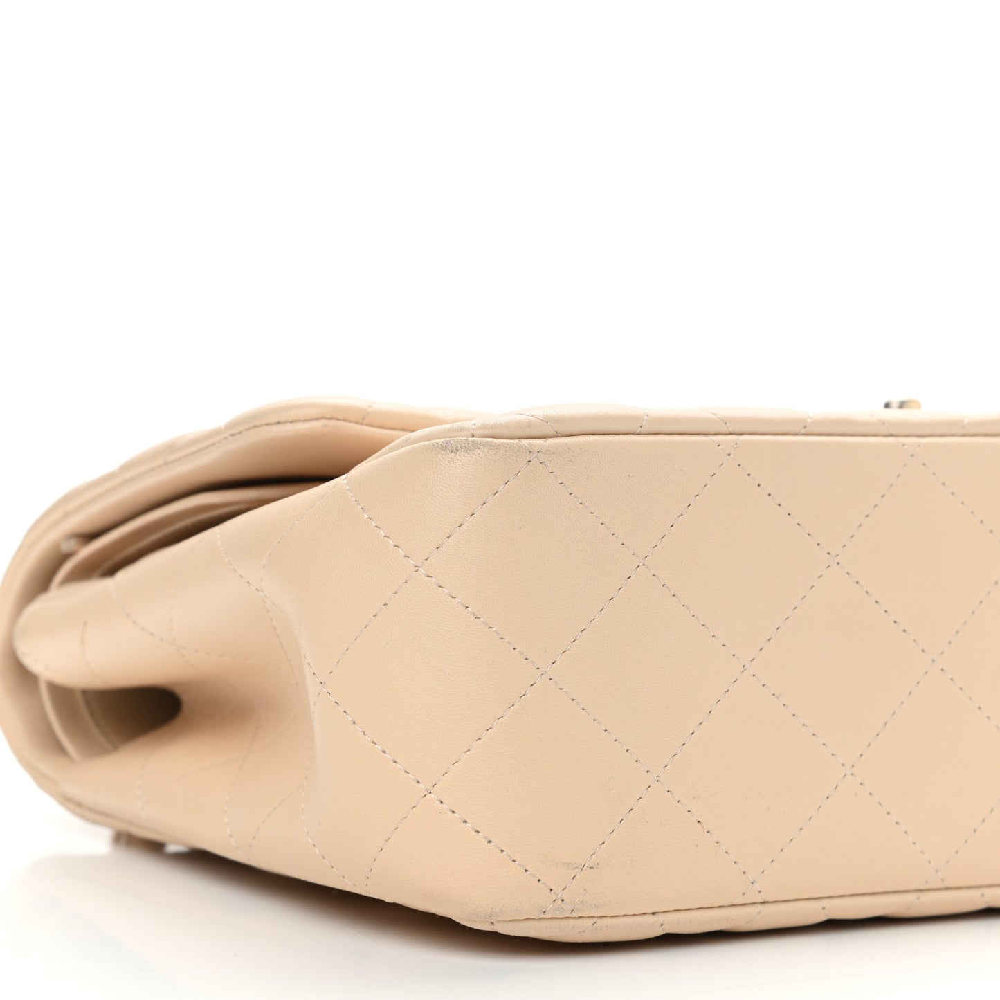 Lambskin Quilted Jumbo Double Flap Beige Clair