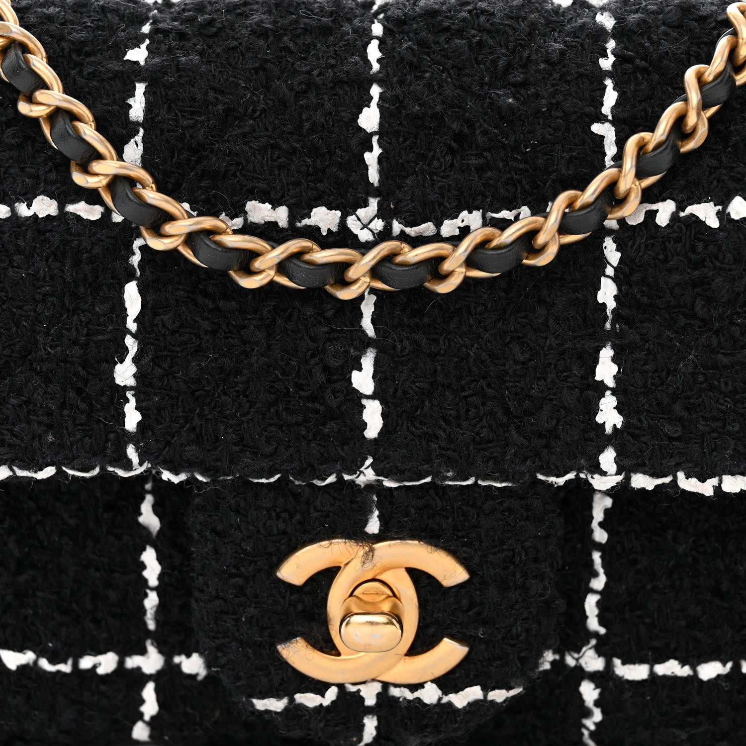 Chanel Tweed Quilted Mini Rectangular Pearl Crush Flap Black 8 of 11