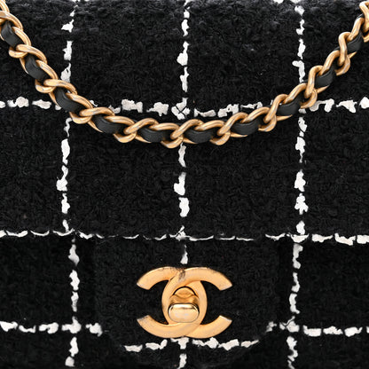 Chanel Tweed Quilted Mini Rectangular Pearl Crush Flap Black 8 of 11