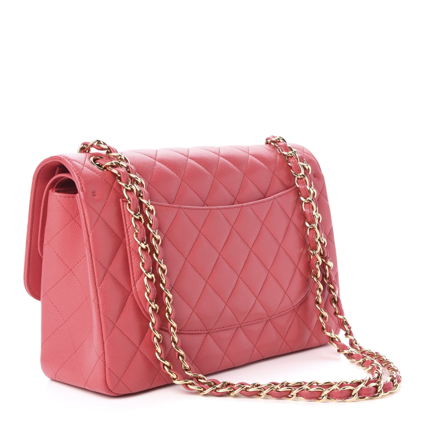 Caviar Quilted Jumbo Double Flap Dark Pink