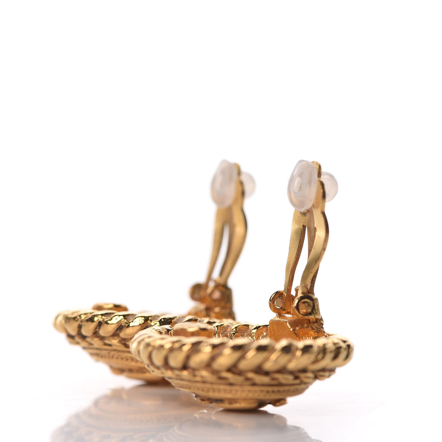 Chanel CC Button Clip On Earrings Gold 3 of 4