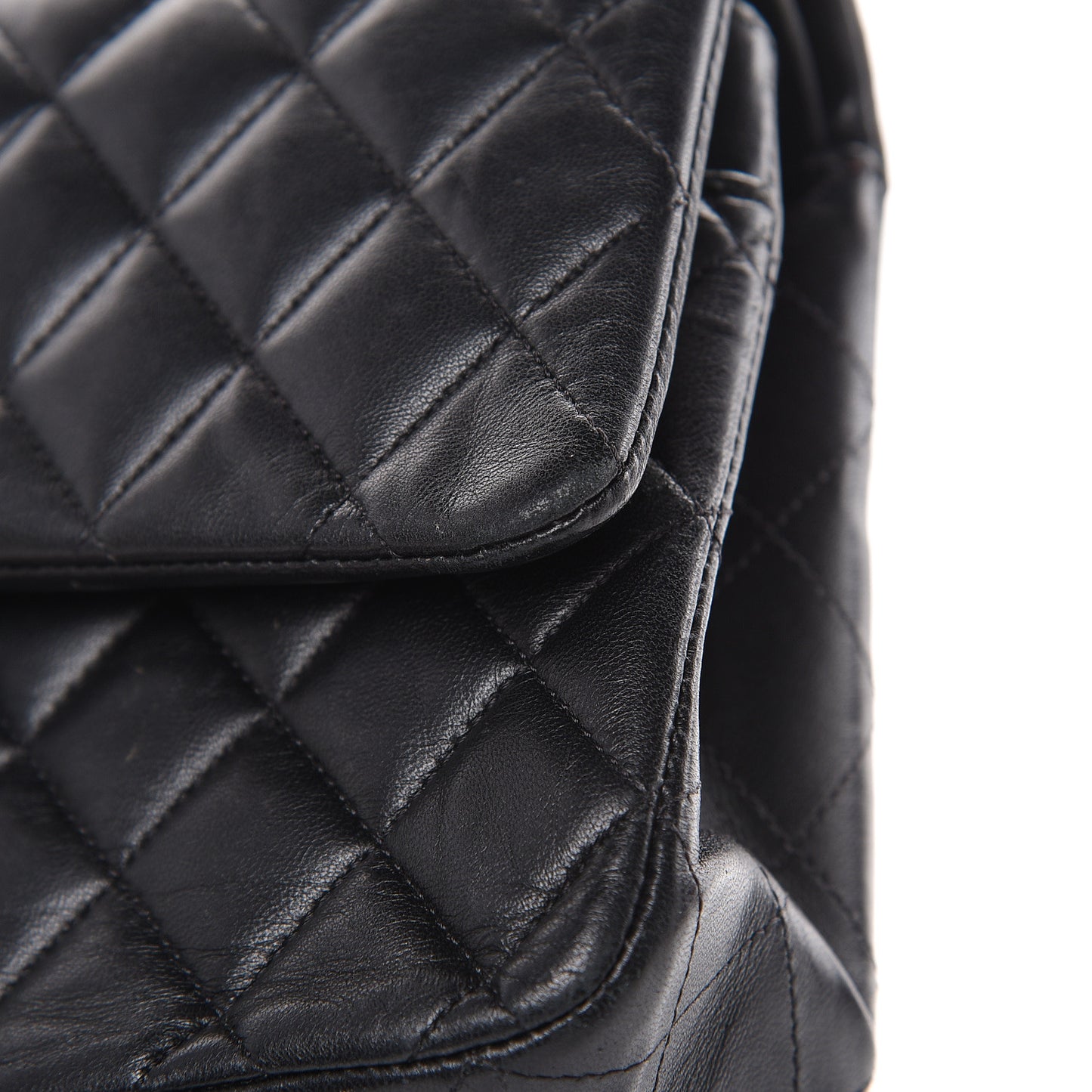 Lambskin Quilted Medium Double Flap Black