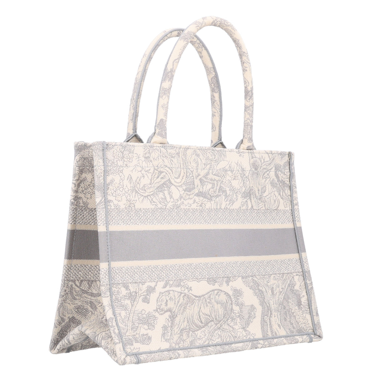Christian Dior Canvas Embroidered Medium Dioriviera Toile De Jouy Book Tote Gray 3 of 10