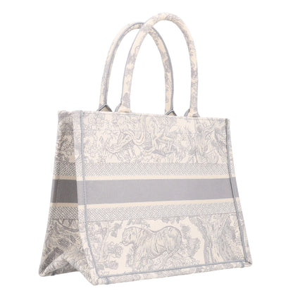 Christian Dior Canvas Embroidered Medium Dioriviera Toile De Jouy Book Tote Gray 3 of 10
