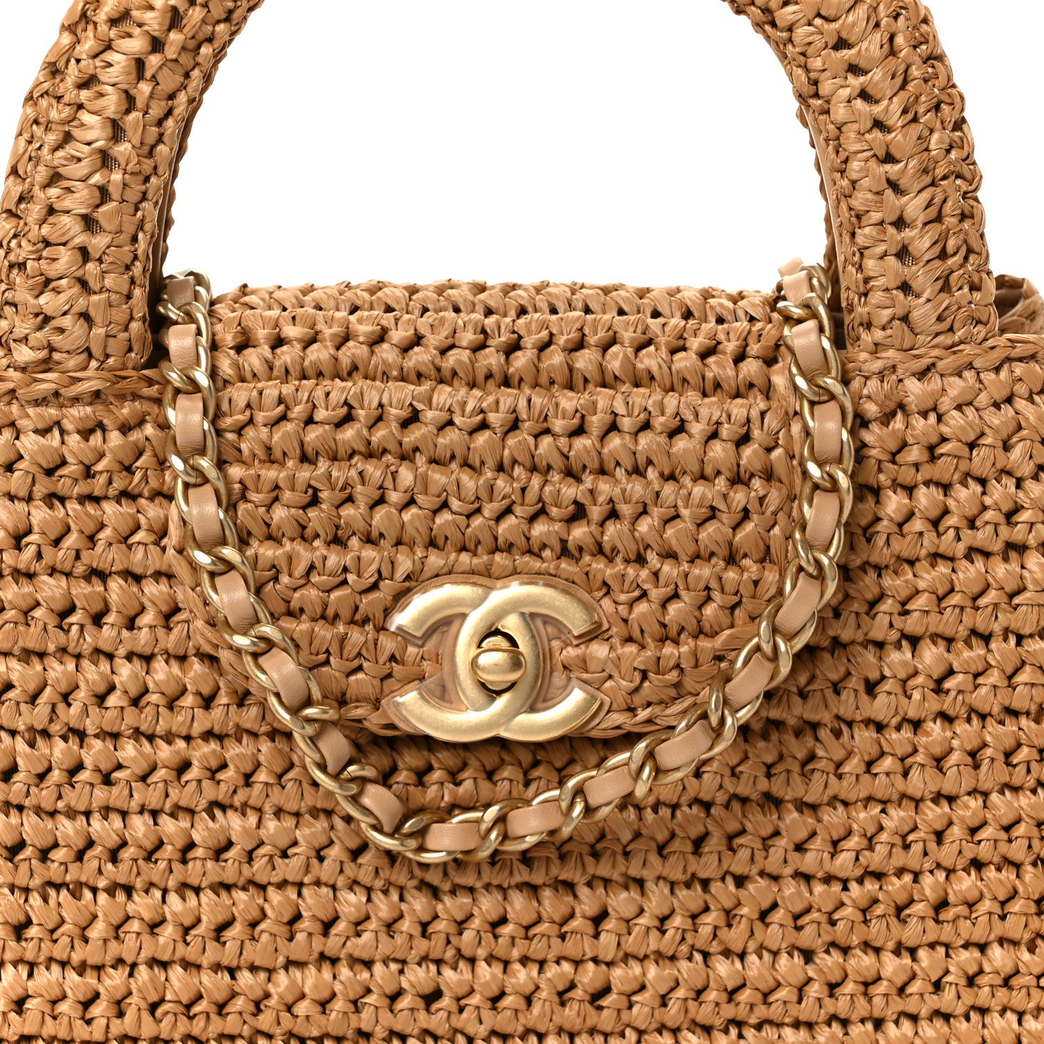 Chanel Braided Raffia Nano Kelly Flap Bag Dark Beige 8 of 11