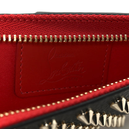Christian Louboutin Calfskin Panettone Spiked Zip Card Holder  Black 6 of 9