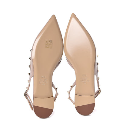 Valentino Garavani Patent Rockstud Slingback Flats 38.5 Poudre 5 of 9
