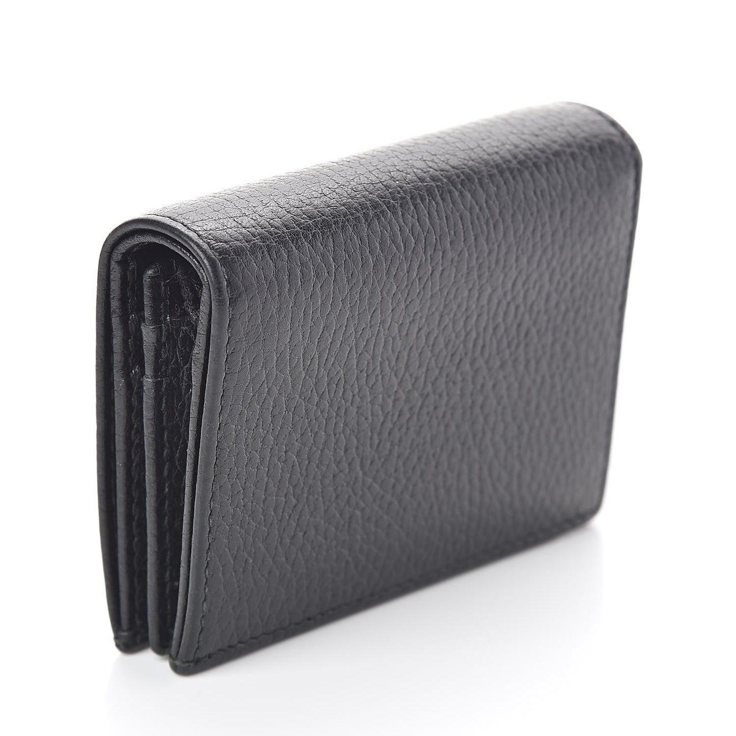Pebbled Calfskin GG Marmont Card Case Black