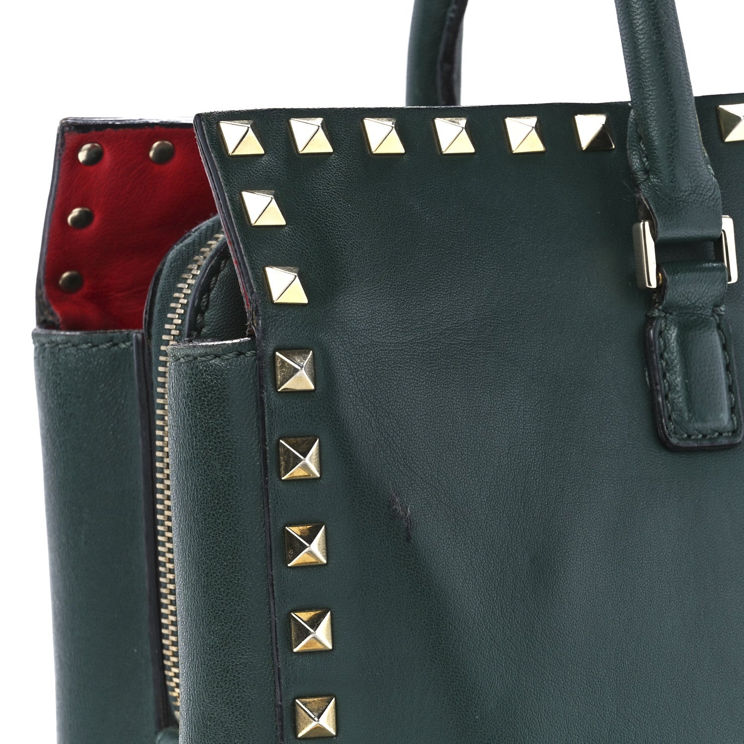 Valentino Garavani Vitello Small Rockstud Top Handle Tote Deep Green 13 of 15