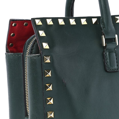 Valentino Garavani Vitello Small Rockstud Top Handle Tote Deep Green 13 of 15
