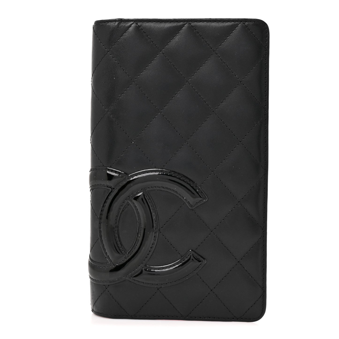 Calfskin Quilted Cambon Yen Wallet Black