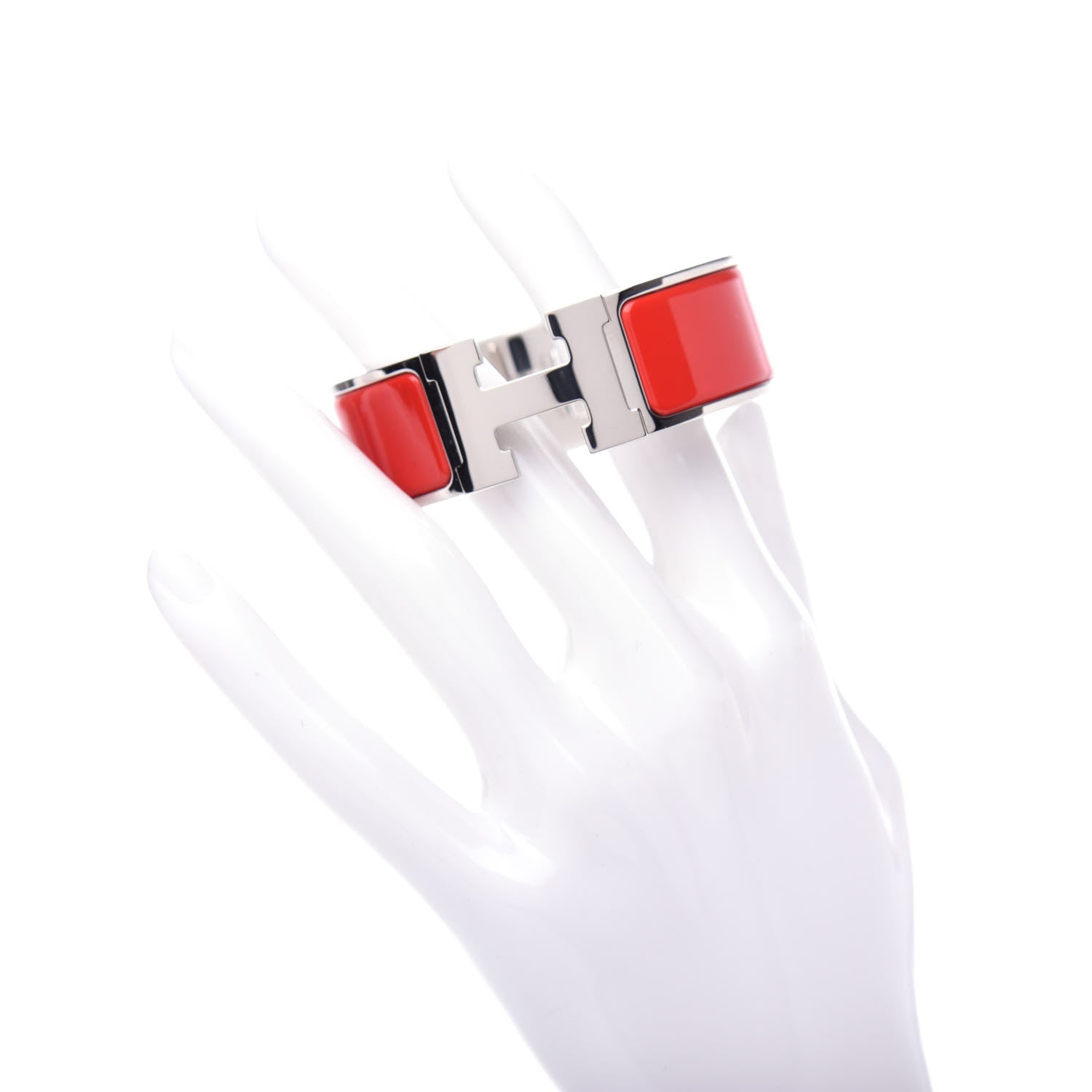 Hermes Enamel Wide Clic Clac H Bracelet PM Rouge Bandana 2 of 4