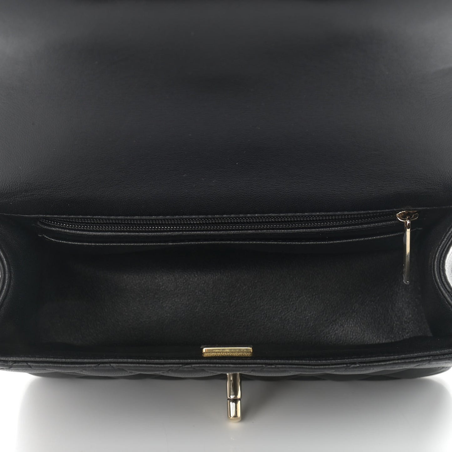 Lambskin Quilted Mini Top Handle Rectangular Flap Black