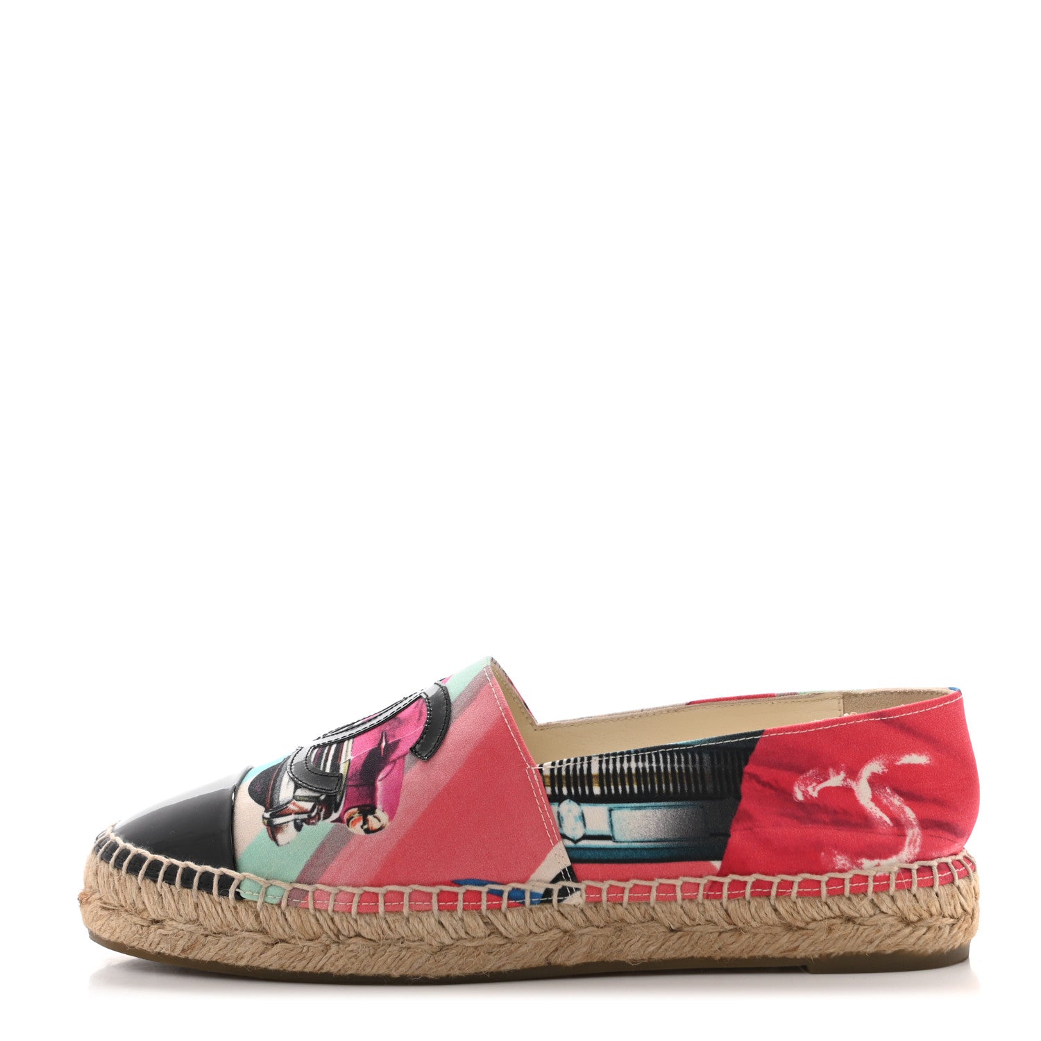 Chanel Fabric Patent CC Espadrilles 38 Multicolor Black 1 of 12