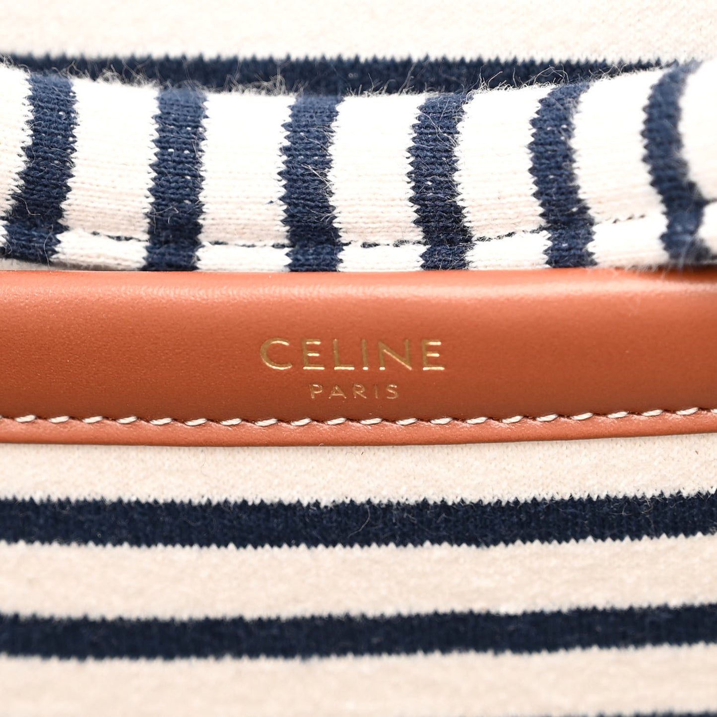 Canvas Calfskin Striped Triomphe Cabas Navy