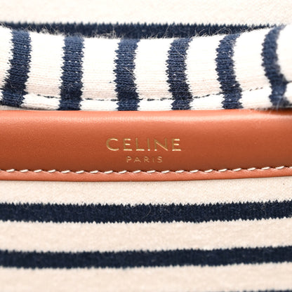 Celine Canvas Calfskin Striped Triomphe Cabas Navy 6 of 9