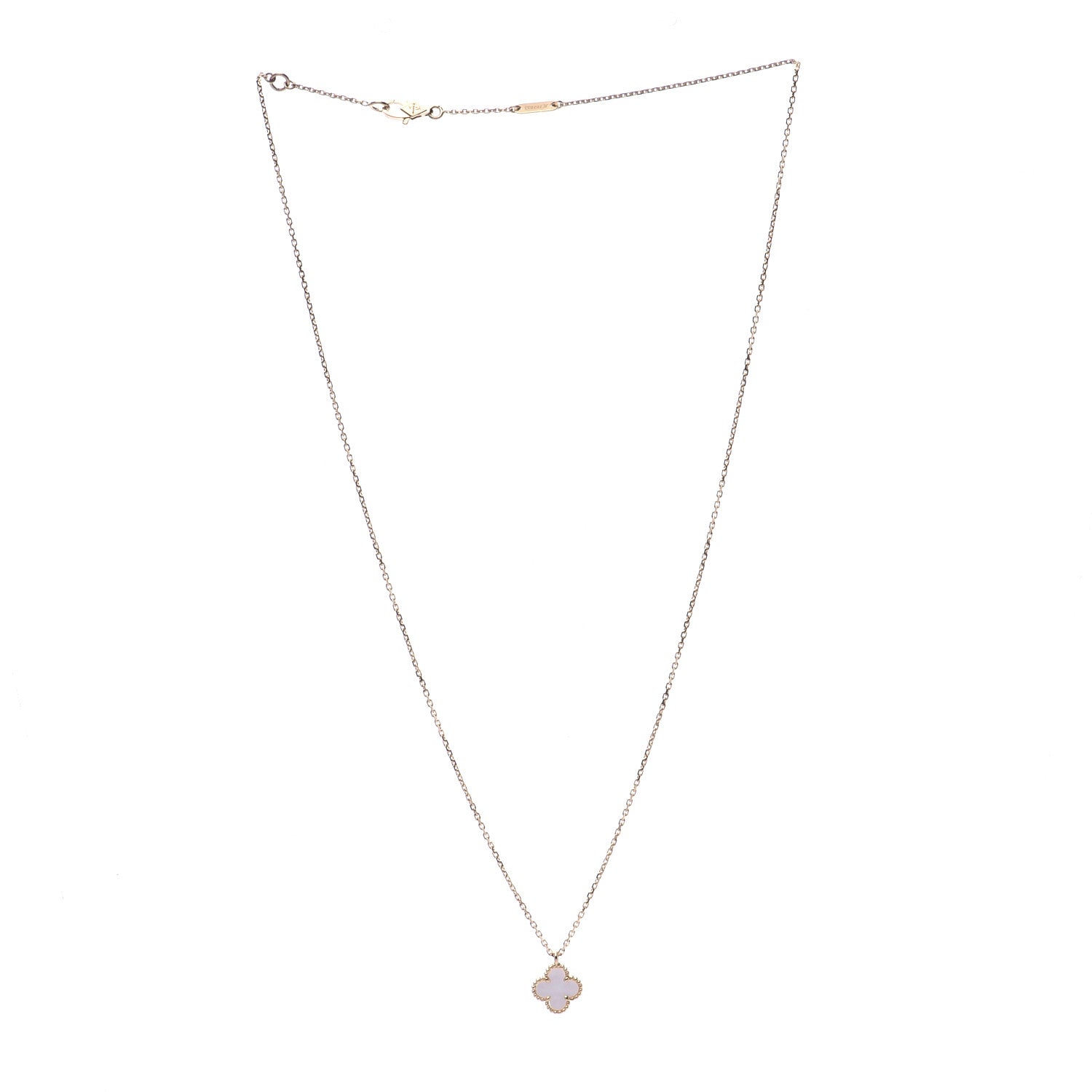 Van Cleef & Arpels 18K Yellow Gold Mother of Pearl Sweet Alhambra Pendant Necklace 3 of 7