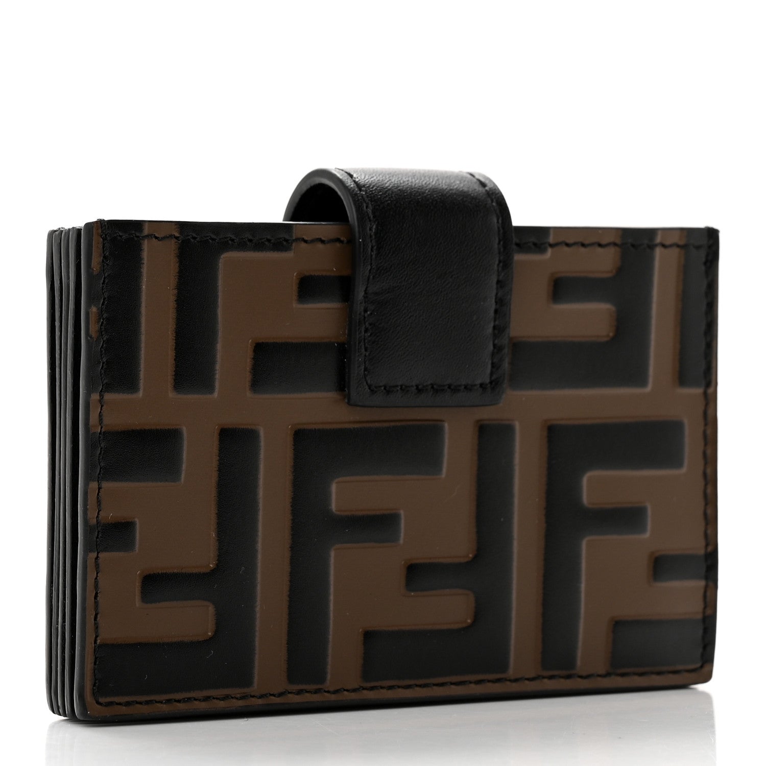 Fendi Vitello Liberty F is Fendi Bi-Color FF 1974 Embossed Gusseted Card Holder Maya Black 3 of 10
