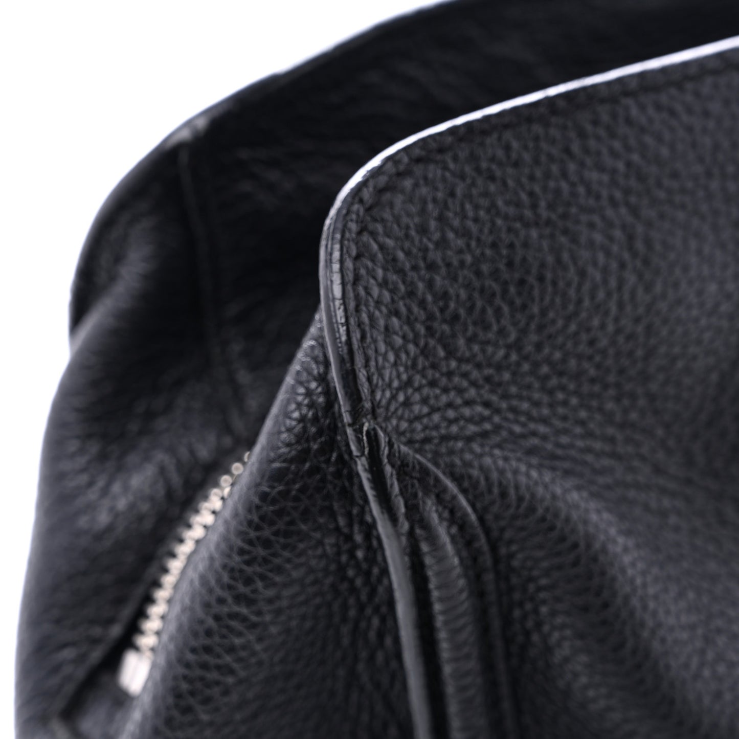 Pebbled Calfskin Mini Skull Padlock Zip Around Tote Black
