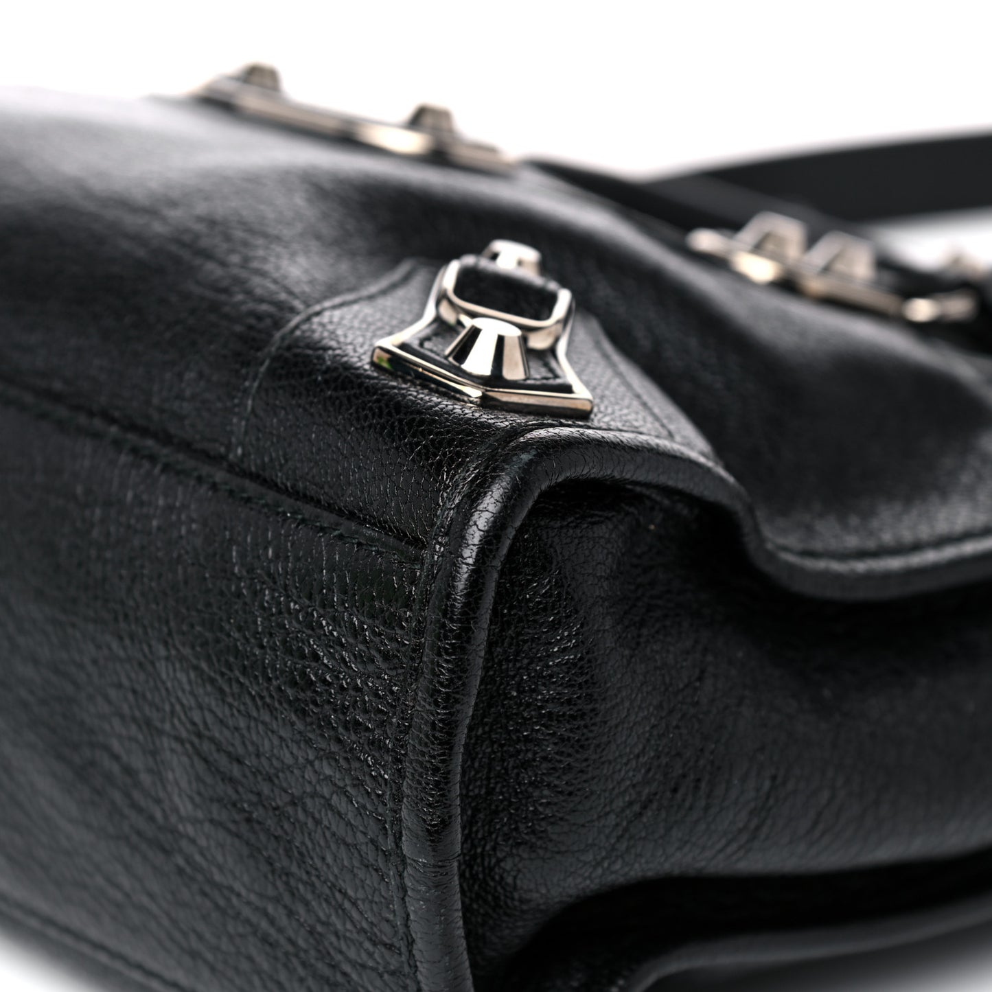 Chevre Silver Metallic Edge Hardware S City Black