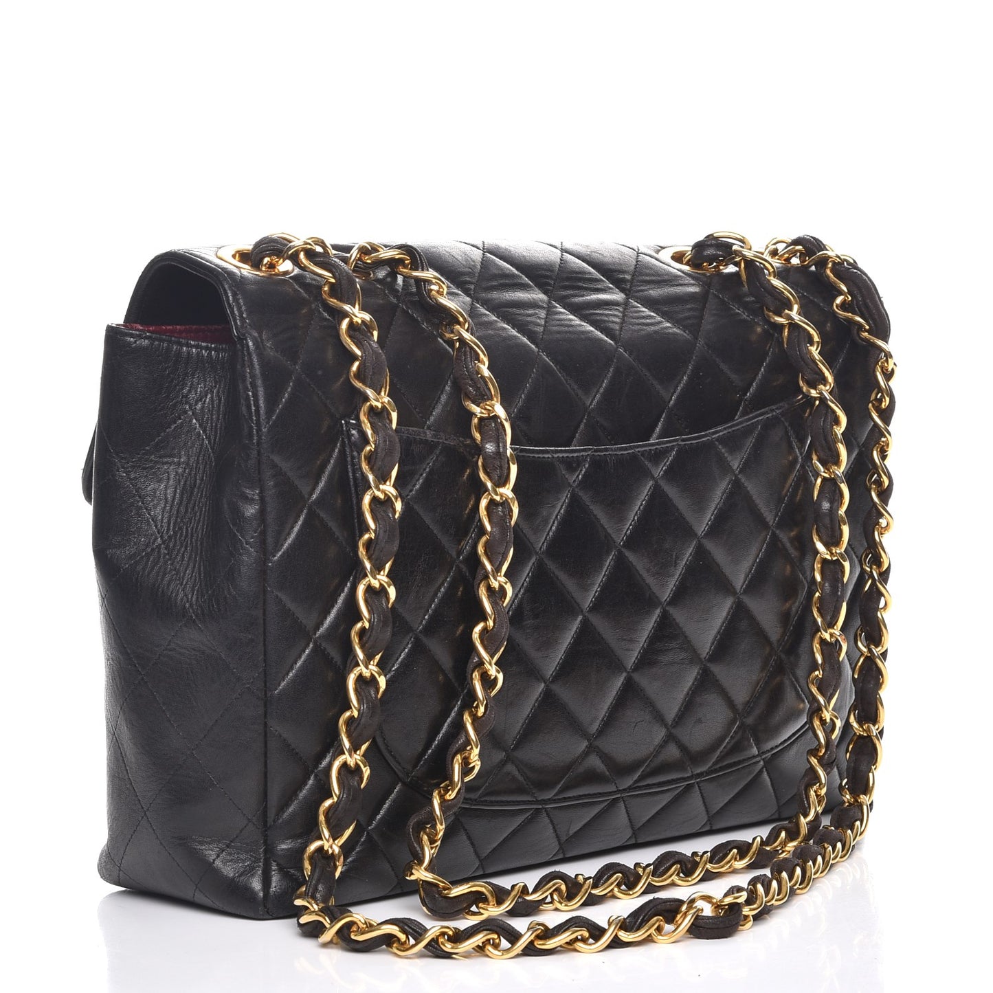 Lambskin Quilted Jumbo Single Flap Black