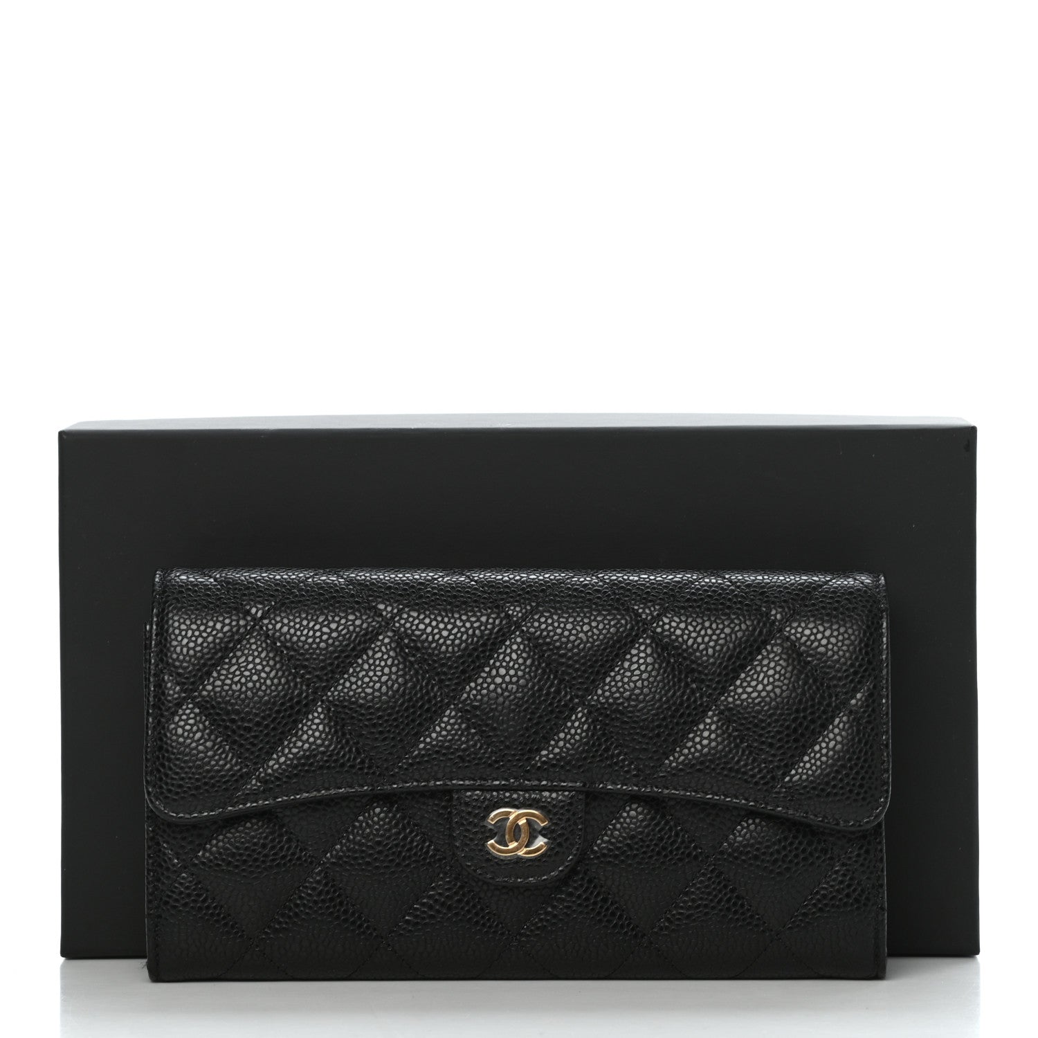 Chanel Caviar Quilted Large Flap Gusset Wallet Black 9 of 9