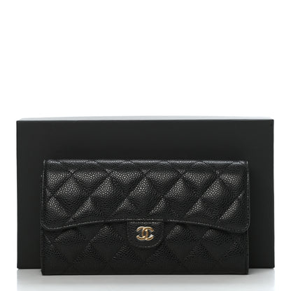 Chanel Caviar Quilted Large Flap Gusset Wallet Black 9 of 9