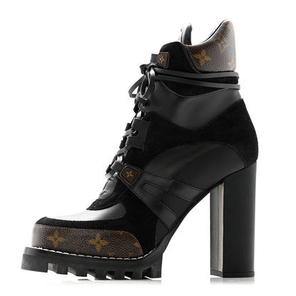 Louis Vuitton Suede Calfskin Monogram Star Trail Ankle Boots 40 Black 1 of 8