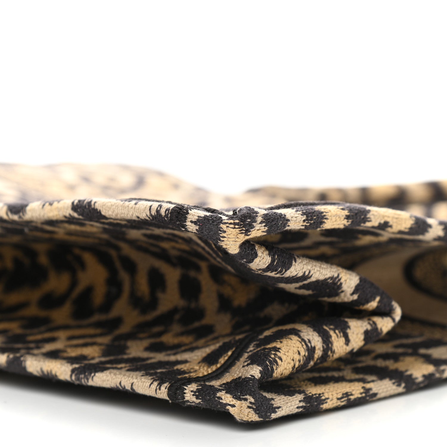Christian Dior Canvas Mizza Embroidered Large Leopard Book Tote Beige 9 of 9