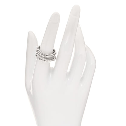 David Yurman Sterling Silver Diamond 11mm Wide Crossover Cable Ring 54 7 2 of 4