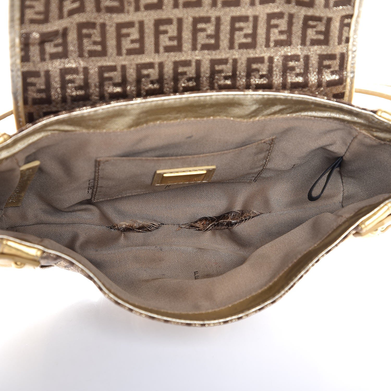 Fendi Metallic Calfskin Zucchino Compilation Hobo Gold 5 of 8