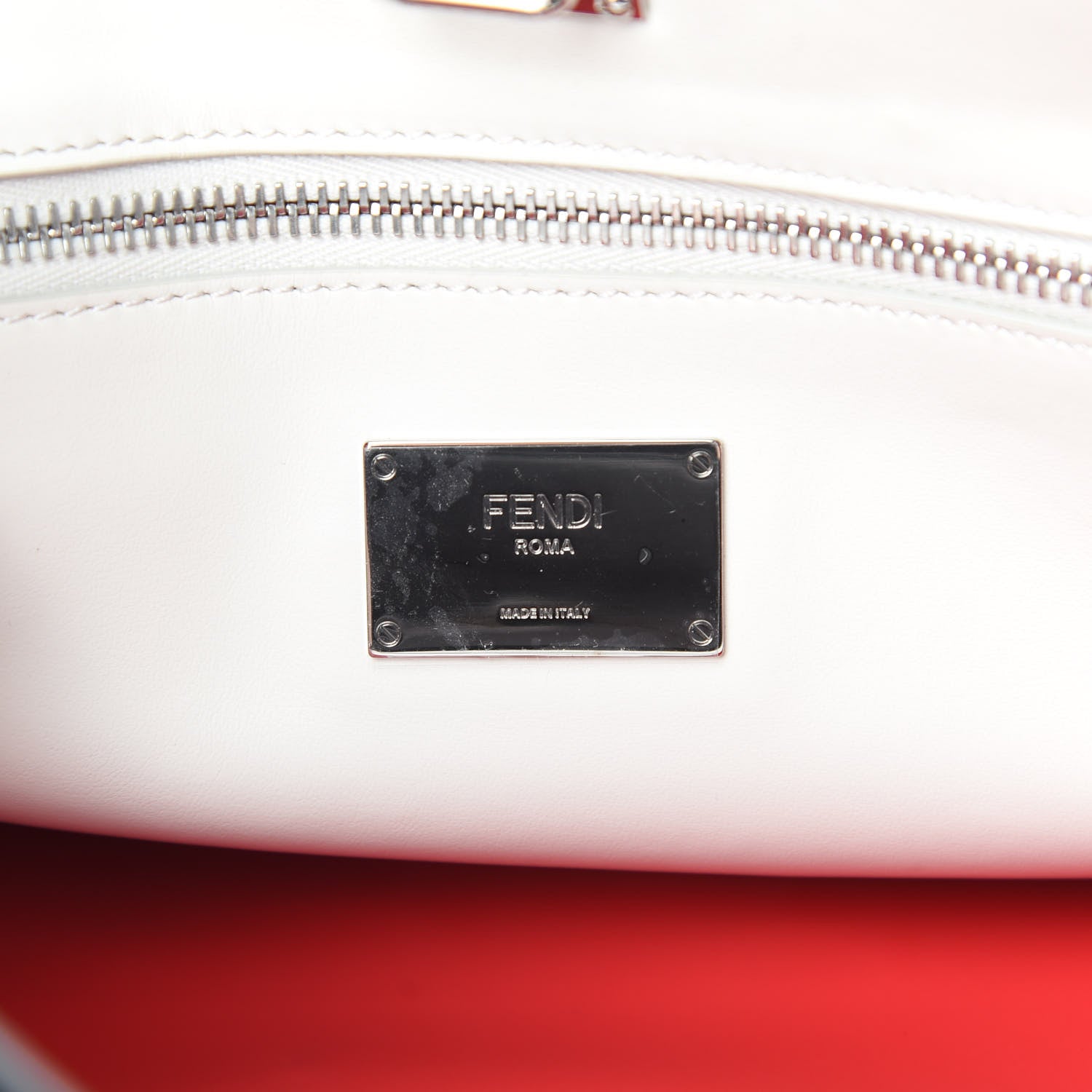 Fendi Cuoio Romano Fabric Marlon Vitello Century Peekaboo X-Lite Fit Black Rosso White Ice 6 of 11