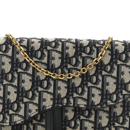 Christian Dior Oblique Saddle Chain Long Wallet Blue 7 of 10