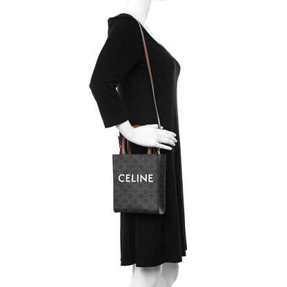 Celine Triomphe Canvas Calfskin Mini Vertical Cabas Tan 2 of 10