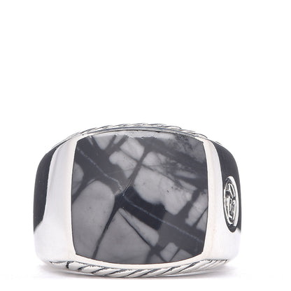 David Yurman Sterling Silver Picasso Jasper Mens Signet Ring 62 10 1 of 5
